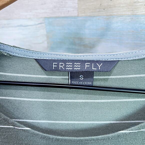 Free Fly Raglan Sleeve T Shirt Dress Green White Stripe Casual Womens Small - Picture 5 of 6